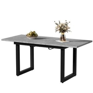 OKWISH ROZKLADACÍ jedálenský stôl 140/180/80/75 cm sivý čierny z MDF s industriálnym vzhľadom a stabilnou oceľovou konštrukciou vyobraziť