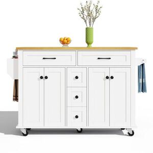 OKWISH KUCHYNSKÝ vozík 140/40(65)/89 cm bielo-prírodný s rozkladacou pracovnou doskou a úložným priestorom z MDF vyobraziť