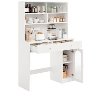 OKWISH KUCHYNSKÁ skrinka 120/45/180 cm biela s pracovnou plochou a háčikmi z MDF vyobraziť