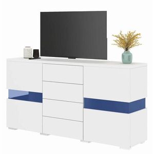 OKWISH KOMODA 140/35/72 cm biela z MDF s LED osvetlením, 4 zásuvkami a 2 akrylovými dvierkami vyobraziť