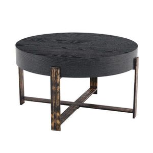 OKWISH PRÍRUČNÝ stolík 68/39 cm čierny s kovovou krížovou podnožou z MDF a kovu vyobraziť