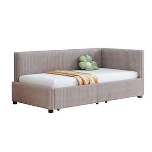 OKWISH ČALÚNENÁ posteľ 90/200 cm sivá s 2 zásuvkami a lamelovým roštom z textilu a MDF vyobraziť