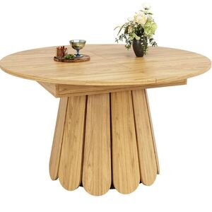 OKWISH JEDÁLENSKÝ stôl 118-158/118/76, 8 cm prírodná farba rozkladací z MDF s dekorom dreva vyobraziť