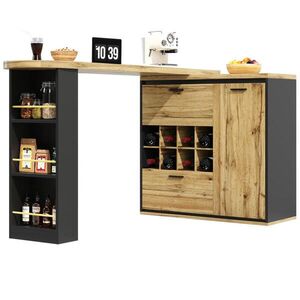 OKWISH ROZKLADACÍ jedálenský stôl 138-220/39/105 cm v dekore dreva z MDF a kovu s úložným priestorom vyobraziť