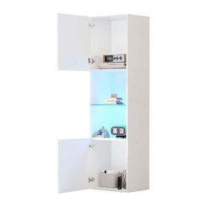OKWISH VITRÍNA 45/35/160 cm biela s LED osvetlením z drevotriesky s tvrdenou sklenenou policou vyobraziť