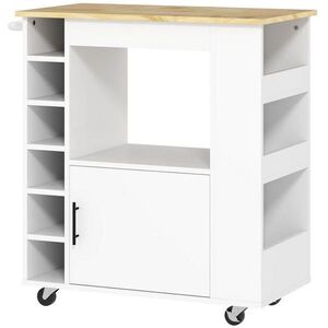 OKWISH KUCHYNSKÝ vozík 83/40/83 cm dub z preglejky s pracovnou doskou a stojanom na víno vyobraziť