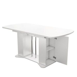 OKWISH JEDÁLENSKÝ stôl 120/160/80 cm biely rozkladací z MDF s úložným priestorom vyobraziť
