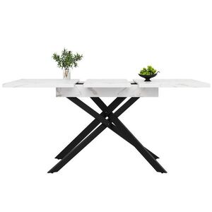 OKWISH JEDÁLENSKÝ stôl 120-160/80/76, 5 cm bielo-čierny rozkladací z MDF a kovu vyobraziť