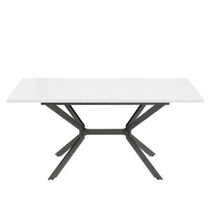 OKWISH JEDÁLENSKÝ stôl 120/160/80 cm biely rozkladací z MDF s čiernymi kovovými nohami vyobraziť