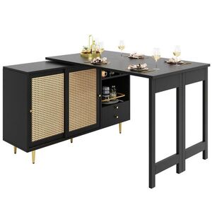 OKWISH BAROVÝ stôl 107/40/71, 4 cm čierny z MDF otočný o 360° s rozkladacou doskou a úložným priestorom vyobraziť