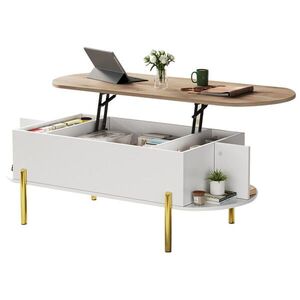OKWISH KONFERENČNÝ stolík 120/50/43 cm bielo-prírodný z MDF s výklopnou doskou a skrytým úložným priestorom vyobraziť