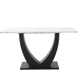 OKWISH JEDÁLENSKÝ stôl 140/75/75, 5 cm biely/čierny s mramorovým dekorom a nastaviteľnými nohami z MDF a kovu vyobraziť
