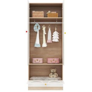 OKWISH ŠATNÍK 80/50/200 cm bielo-prírodný z MDF s tyčou na šaty a priestorom na odpočinok pre mačku vyobraziť