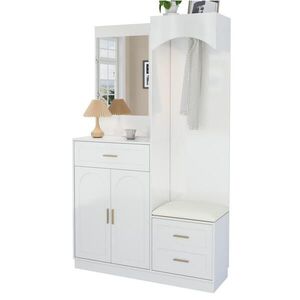 OKWISH PREDSIEŇOVÁ zostava 110/33/185, 5 cm biela so zrkadlom a botníkom z MDF vyobraziť