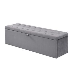 OKWISH LAVICA 138/41/42 cm sivá zo zamatu s úložným priestorom a čalúneným sedadlom vyobraziť