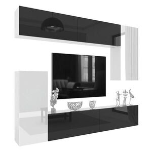 B BELINI GROUP NÁSTENNÁ skrinka do obývačky Milano 8, biely vysoký lesk/čierny vysoký lesk, 250 cm, bez úchytiek vyobraziť