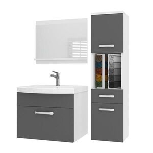 B BELINI GROUP BELINI Kúpeľňová súprava PRI M3 90 cm, sivá matná – umývadlová skrinka so zrkadlom vyobraziť