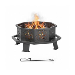 Relaxdays OHNISKO Čierne Oceľ Hviezdny motív 82 cm vyobraziť