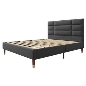 Modfu ČALÚNENÁ posteľ z masívneho dreva 140x200 cm sivá s roštom, matracom a úložným priestorom vyobraziť