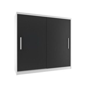 B BELINI GROUP BELINI Verona, posuvné skrine, 200 cm, biela/čierna, matný povrch - šatník s vešiakom, vhodný do spálne vyobraziť