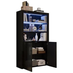 STILVORA VITRÍNA čierna stojaca s LED osvetlením a prezentačnou vrstvou, Š100/H35/V170 cm vyobraziť