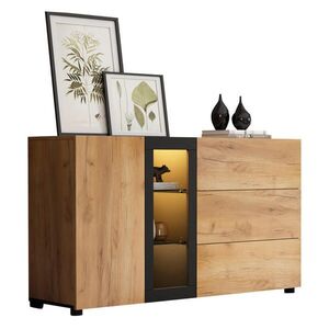 STILVORA KOMODA hnedá bufetová s 3 zásuvkami do jedálne a obývačky, Š140/H40/V80 cm vyobraziť