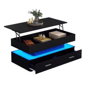 STILVORA KONFERENČNÝ STOLÍK čierny so zdvihovou funkciou, úložným priestorom a LED, Š100/H50/V44 cm vyobraziť