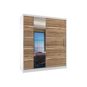 B BELINI GROUP BELINI Verona, komoda s posuvnými dverami, 133 cm, biela/zlatohnedá, matná – šatník so zrkadlom a 2 zásuvkami, do spálne vyobraziť