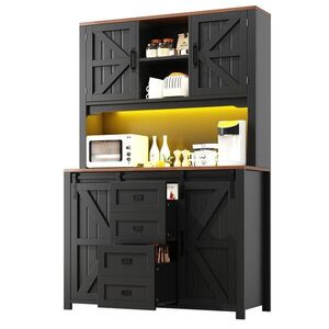 Redom SIDEBOARD 115/40/174, 7 cm s LED osvetlením, posuvnými dvierkami a priestranným úložným riešením, Čierna vyobraziť