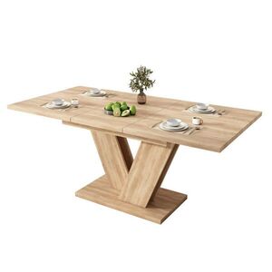 Redom JEDÁLENSKÝ stôl 140/180/80 cm, rozkladací, s V-kovovými nohami a MDF doskou, Dubová vyobraziť