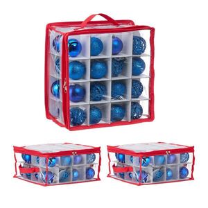 Relaxdays ÚLOŽNÝBOX Transparentná Červená 3-dielna-sada na vianočné gule vyobraziť
