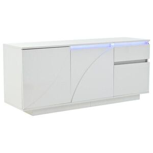 Urban Meuble KOMODA, biela hochglanz s led 3 dverami 1 zásuvka 140×40×60 cm vyobraziť