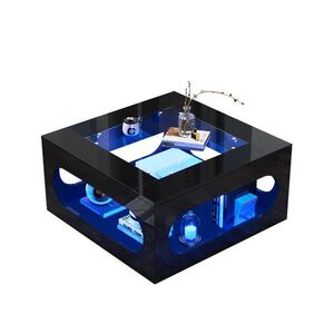 Urban Meuble KONFERENČNÝ STOLÍK čierny vysoký lesk s LED & Glasplatte vyobraziť