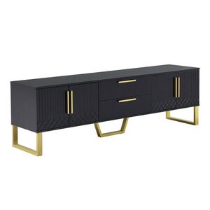Urban Meuble TV STOLÍK 170 cm in čierny vysoký lesk & Gold vyobraziť