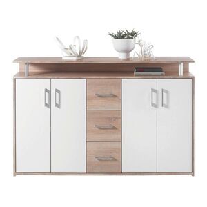 Carryhome ŠIROKÁ KOMODA, biela, dub sonoma, piesková, 139/90/34 cm vyobraziť