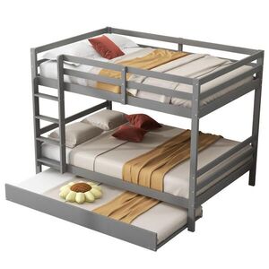STILVORA POSCHODOVÁ POSTEĽ 140/200 cm sivá s výsuvným lôžkom, vysokou zábranou a schodmi vyobraziť