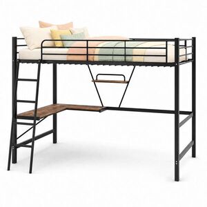 STILVORA VYSOKÁ POSTEĽ 90/200 cm čierna s L stolom a regálom, minimalistický dizajn vyobraziť