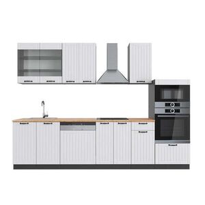 Vicco KUCHYNSKÝ KÚT Fame-Line Biely vidiecky dom/antracit 300 cm s vysokou skriňou, dub AP vyobraziť