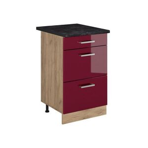 Vicco KUCHYNSKÁ SPODNÁ SKRINKA R-Line, Červený vysoký lesk/Dub Goldkraft, 50 cm antrasiitti työtaso vyobraziť