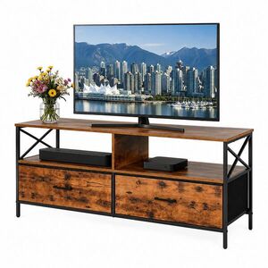 Relaxdays TV-SKRINKA industriálna čierna látkové zásuvky 120 cm vyobraziť