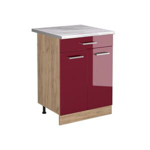 Vicco KUCHYNSKÁ SPODNÁ SKRINKA R-Line, Červený vysoký lesk/Dub Goldkraft, 60 cm so zásuvkou Marmori työtaso vyobraziť