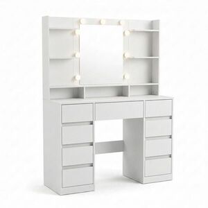 Relaxdays TOALETNÝ STOLÍK Biely LED zrkadlo 9 zásuviek vyobraziť