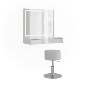 Vicco TOALETNÝ STOLÍK Sherry, biely/Biely vysoký lesk, 80 cm so zrkadlom LED a stoličkou vyobraziť