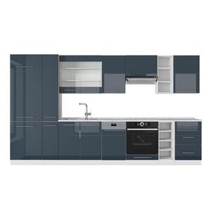 Vicco KUCHYNSKÝ KÚT Fame-Line Tmavomodrá vysoký lesk/biela 355 cm , AP Marble vyobraziť