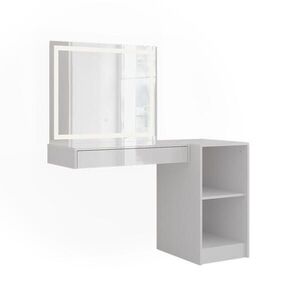Vicco TOALETNÝ STOLÍK Sherry, biely/Biely vysoký lesk, 120.2 cm s LED zrkadlom a otvorenou policou vyobraziť