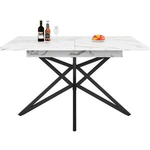 Modfu JEDÁLENSKÝ stôl z MDF a kovu 160x80x76 cm biely rozkladací so stabilnými hviezdicovými nohami vyobraziť