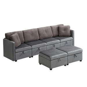 Modfu ROHOVÁ sedačka z peny 261x132, 5x85 cm sivá s úložným priestorom, prestaviteľná na U/L tvar a ležadlo vyobraziť