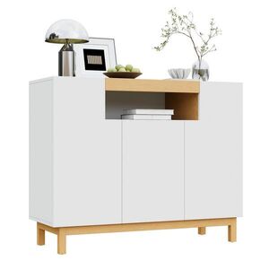 Modfu KOMODA z drevotriesky 120, 5x42x96 cm biela s otvoreným regálom a 3 dverami vyobraziť