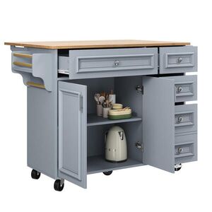 Modfu KUCHYNSKÝ ostrovček z MDF 110x75x92 cm baby blue so skladacou doskou a úložným priestorom vyobraziť