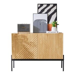 Modfu KOMODA z drevotriesky 100x40x75 cm prírodná s nastaviteľnou policou a kovovým rámom vyobraziť
